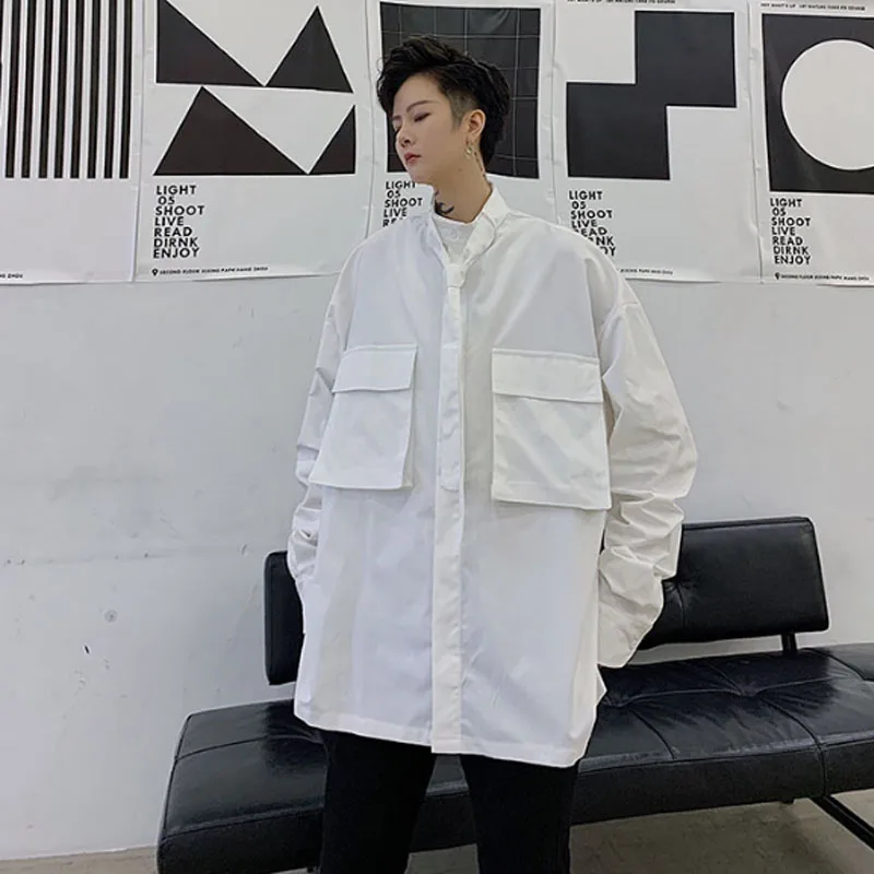 Рубашка мужская с воротником-стойкой и длинным рукавом | Мужская одежда