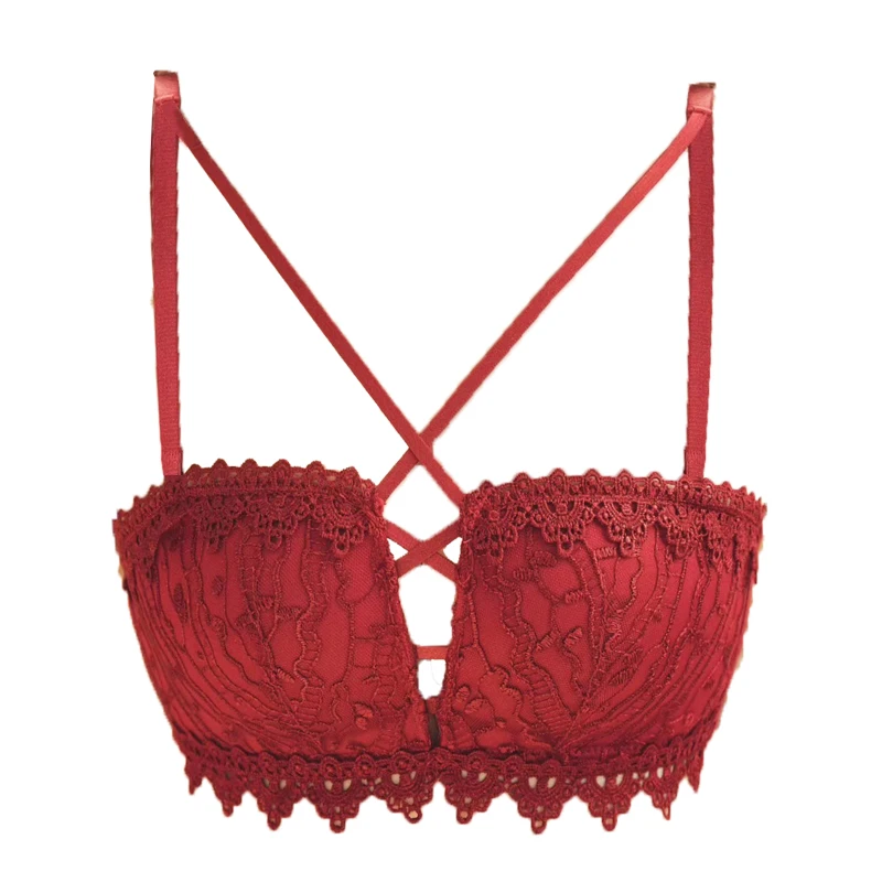 Женское кружевное нижнее белье привлекательное без стальных колец с вышивкой