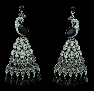 silver black Красочные серьги с кисточками и кристаллами для женщин, свадебные длинные висячие серьги в форме капли, модные женские свадебные индийские ювелирные изделия, подарок - Окраска металла: silver black