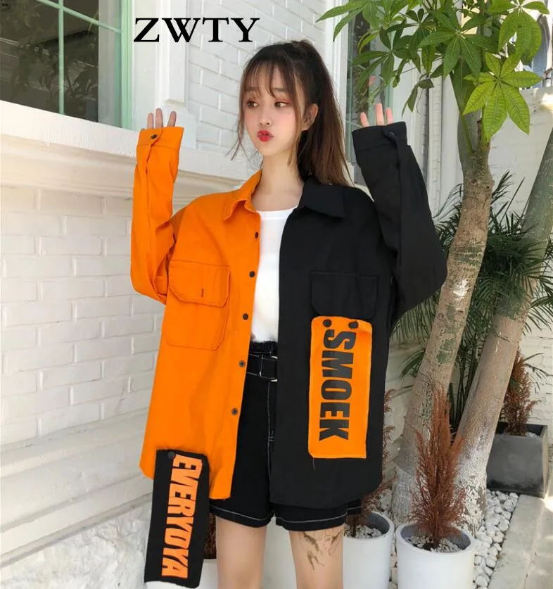 

ZWTY Jacket Female Spring Autumn Korean Version 2021 New Student Loose Thin jacket Mid-length Harajuku Style Baseball Uniform