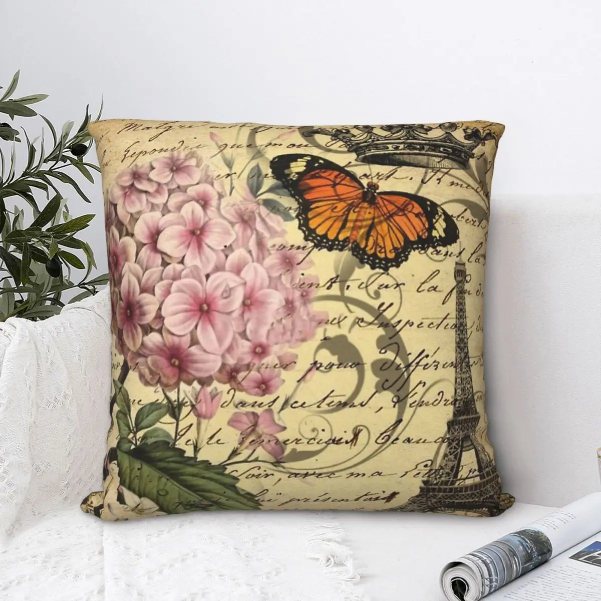

Vintage Paris Hydrangea Floral Botanical Art Throw Pillow Case Short Plus Cushion Covers For Home Sofa Chair Decorative Backpack