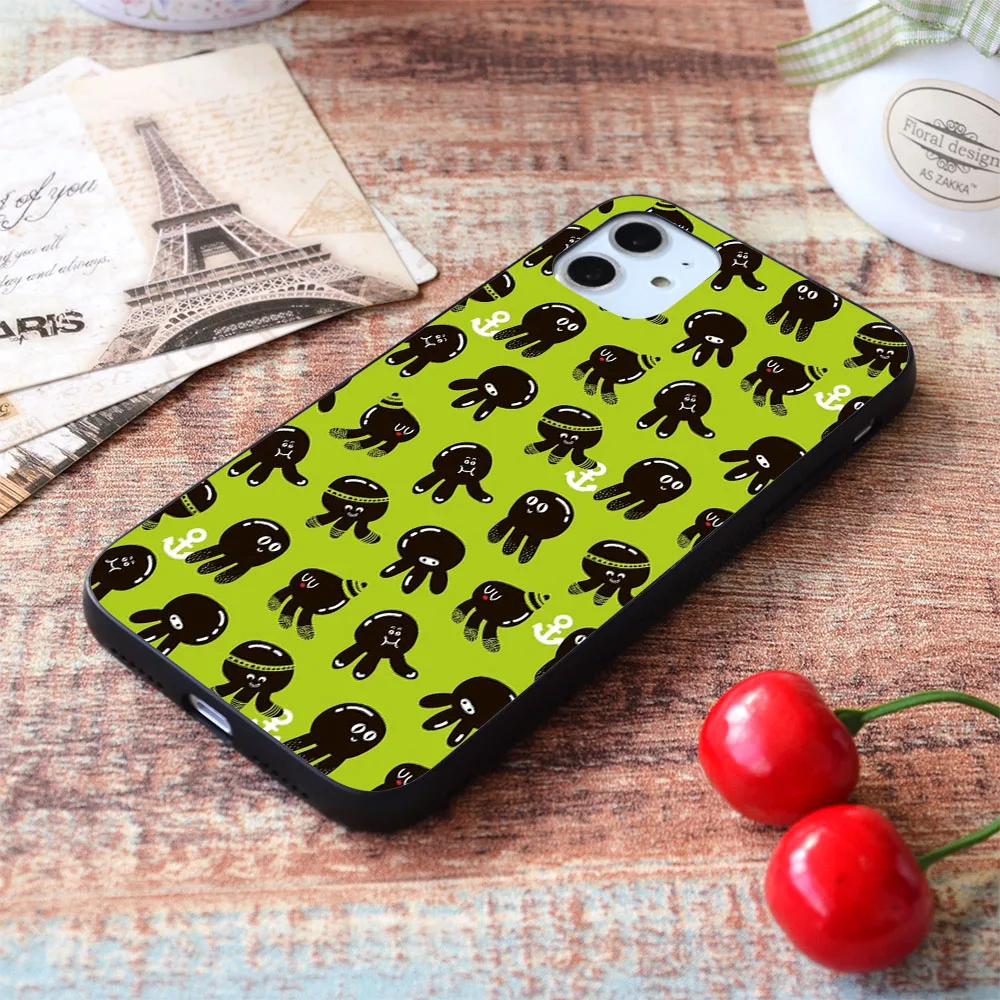 

For iPhone Black cute octopuses soft TPU border Apple iPhone Case