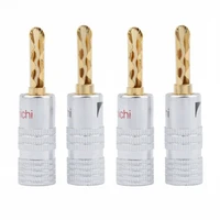 4pcs nakamichi 24k jagged gold plated copper 4mm black red banana plug male speaker connector1