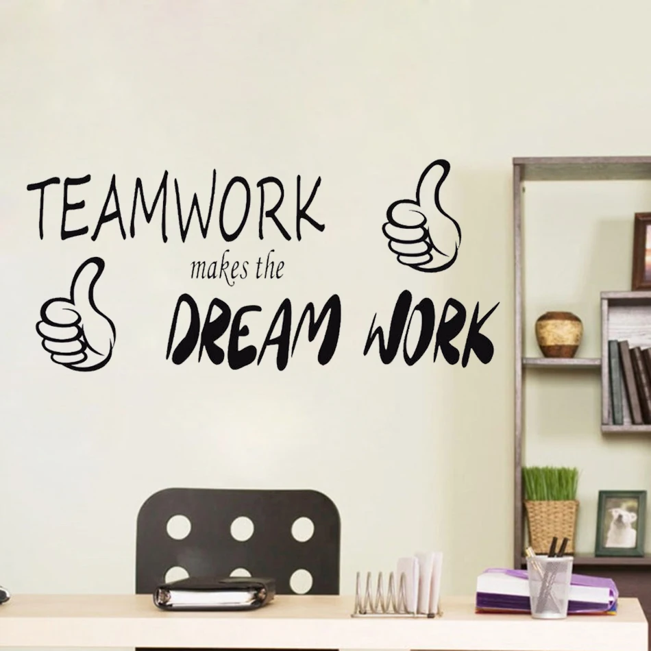 

Vinyl Wall Decal Motivation Quote Words Wall Stickers Teamwork Makes Dream Wall Mural Removable DK-103