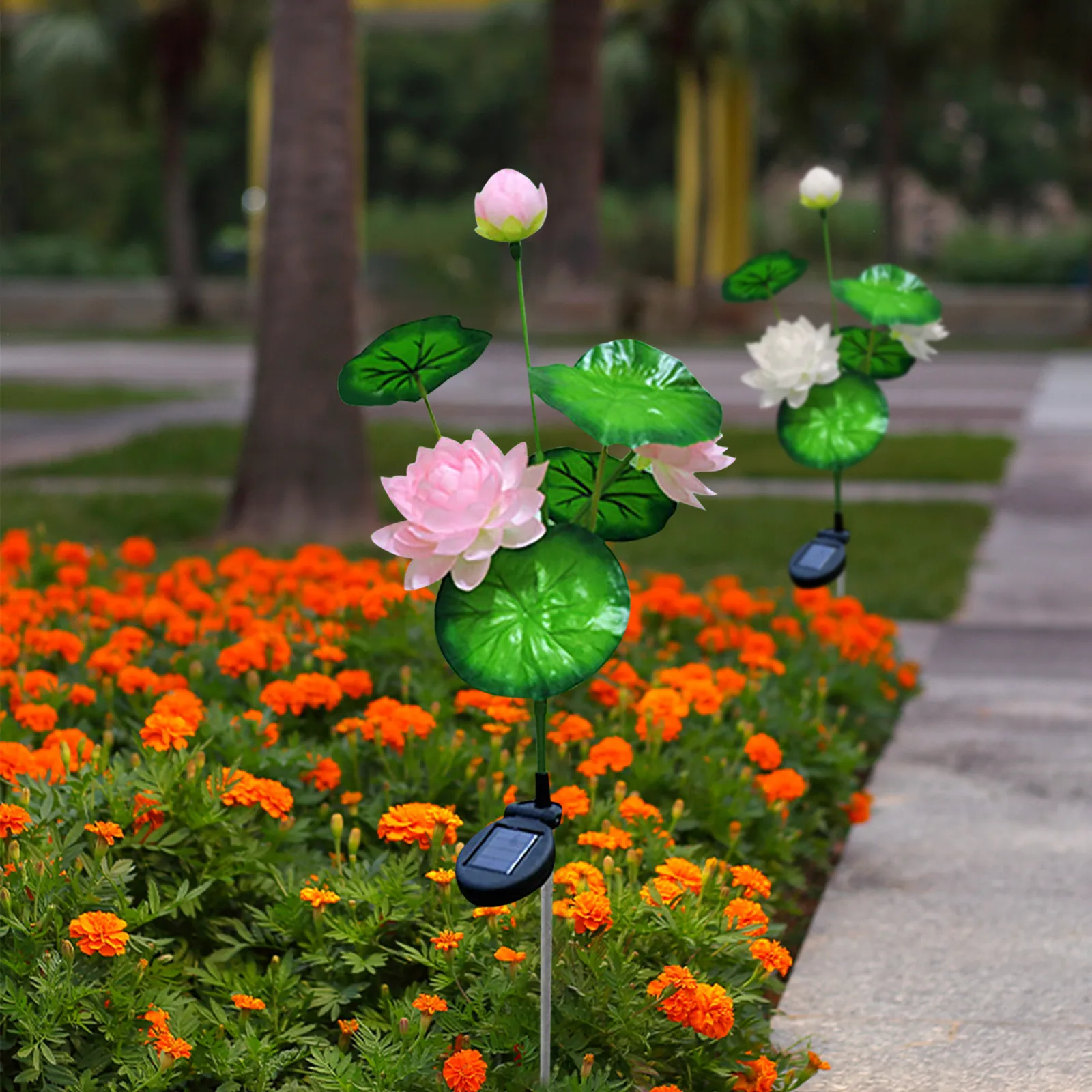 

Outdoor Solar Powered Led Light Waterproof Rose Flower Stake Lamp Easy-to-install For Home Garden Yard Lawn Path Decorate