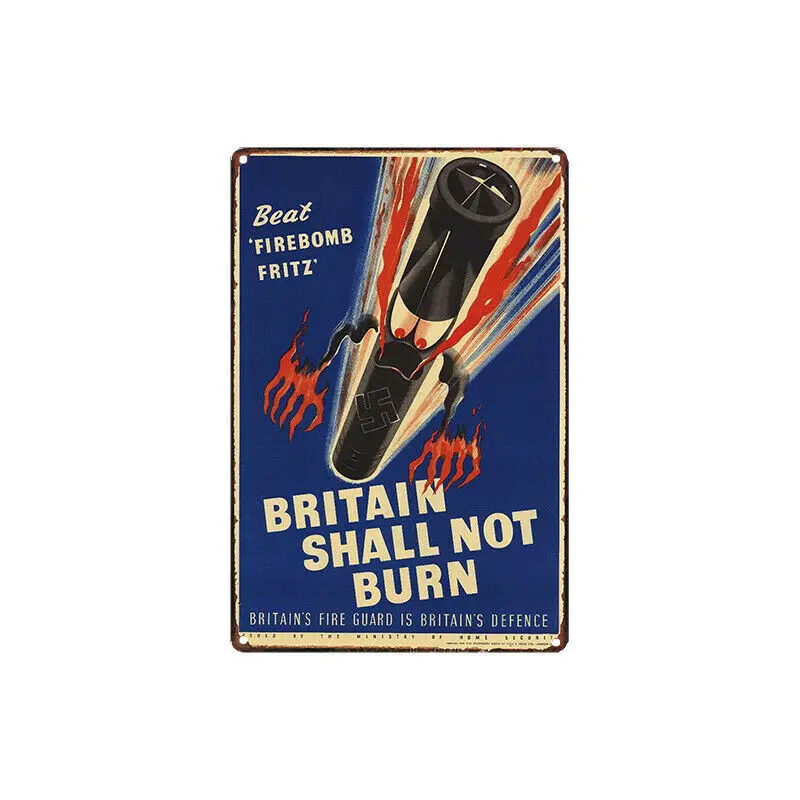 

Metal Tin Sign britain shall not burn Bar Pub Home Vintage Retro Poster Cafe ART