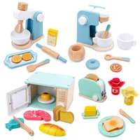 simulation child cooks kitchen toy macaron simulation wood cooks bread machine coffee machine play home pretending to play toy