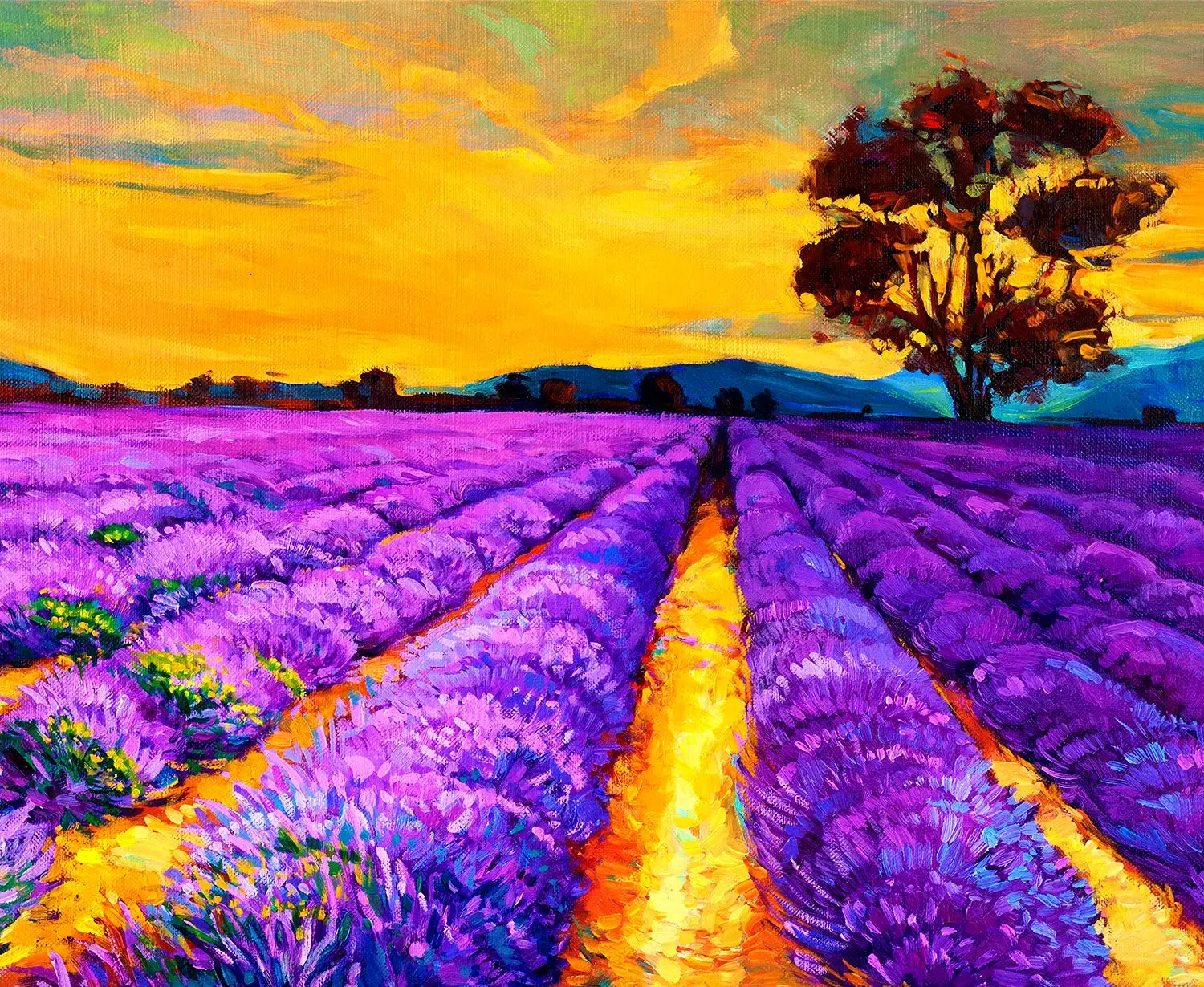 

Алмазная живопись с изображением дерева, лаванды, 5D