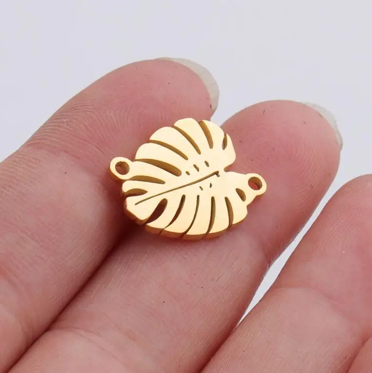 

20pcs/lot Mirror Polishing Leaf Stainless Steel Decoration Pendant Connectors Bohemia Handmade Charm DIY Earrings Jewelry Making