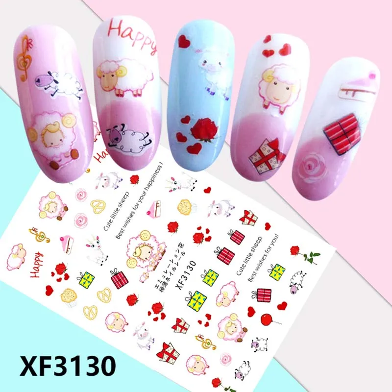 Наклейка на ногти 3D Советы ультра тонкий гвоздь крана Рождественская елка Снеговик Олень Подарок белая