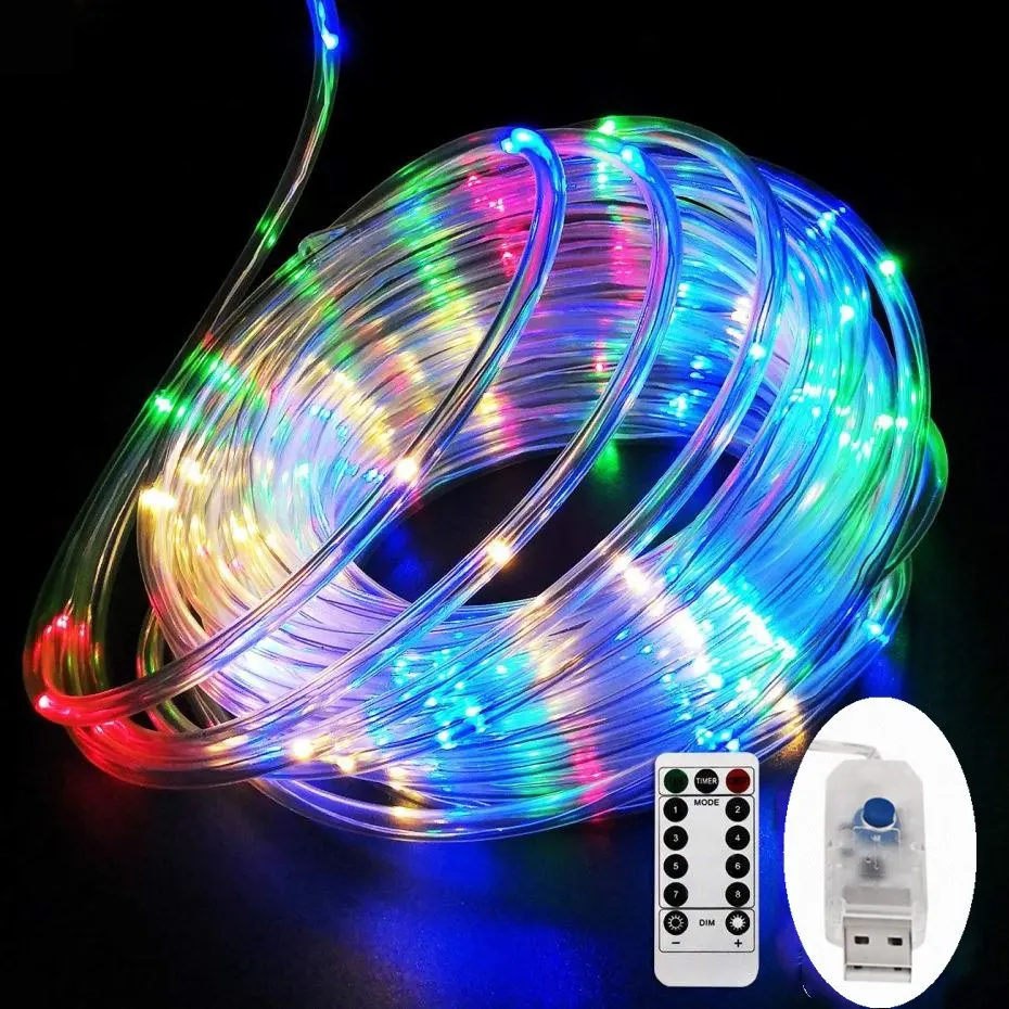 

5-15M LED Rope String lights 8 Modes USB with Remote Street Garland Outdoor Waterproof Fairy Lights for Wedding Holiday Decors