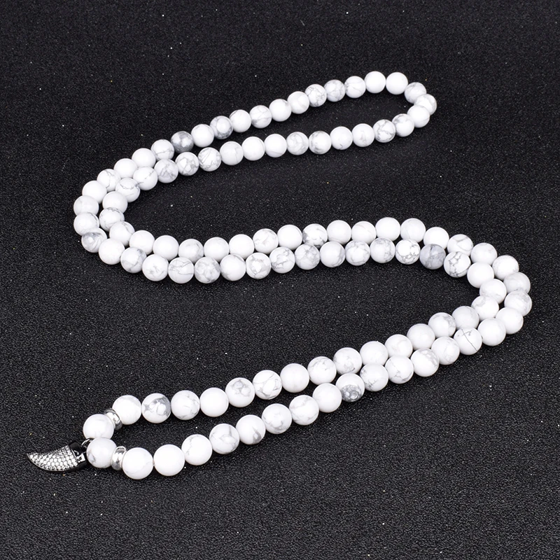 Модное ожерелье 108 Mala Beads женские натуральные белые бирюзы медитация Йога рейки