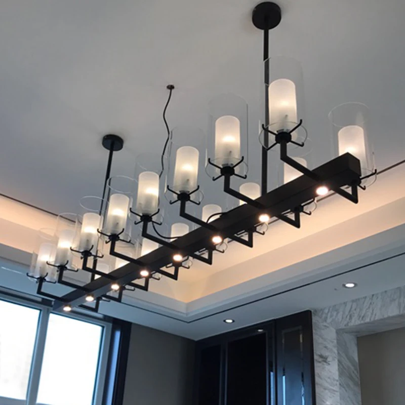 Современные китайские прямоугольные подвесные светильники для гостиничного