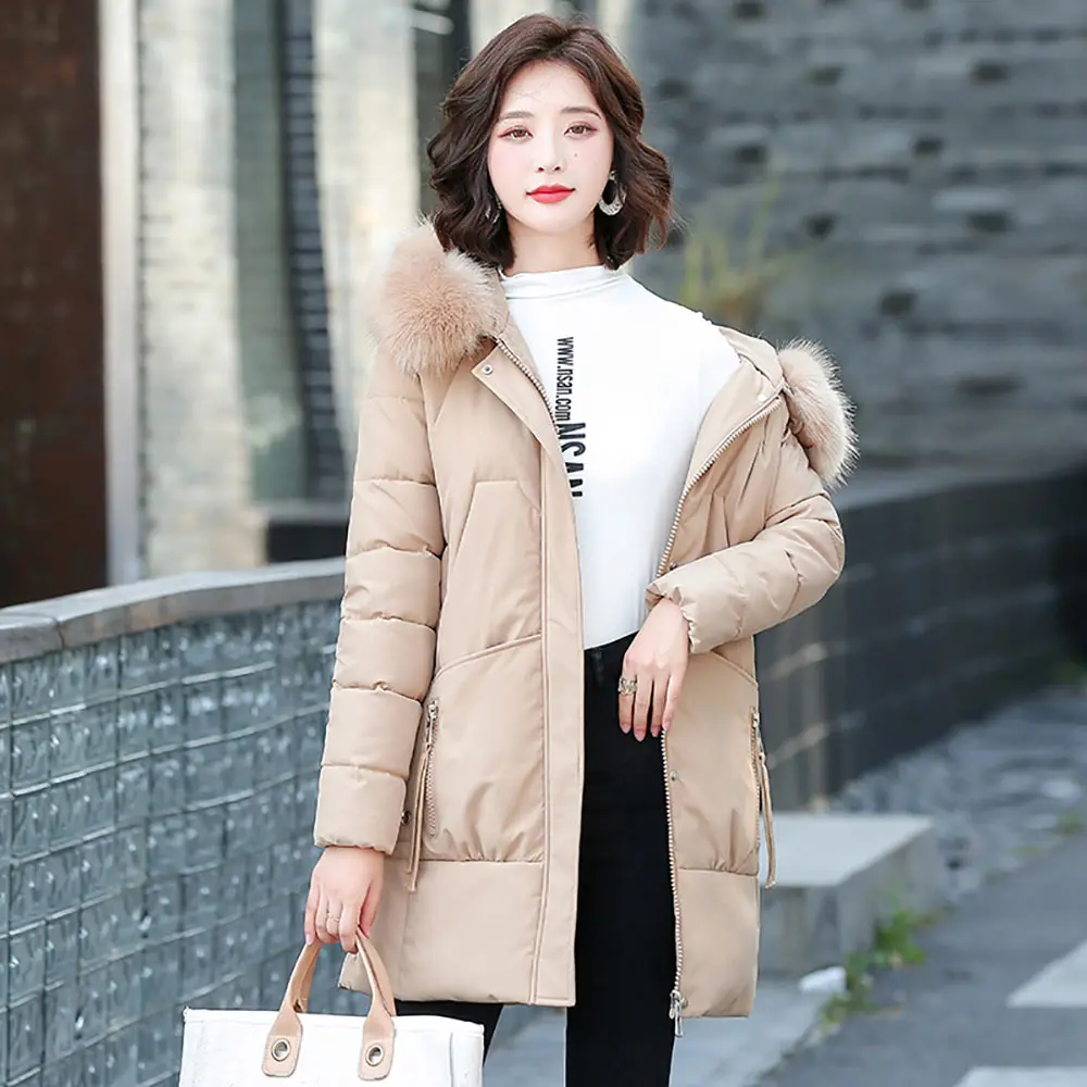 Vielleicht 2021 Winter Clothes Women Parka Jacket Fashion Casual Solid Hooded Thick Warm Cotton Padded Coat Winter Women Outwear