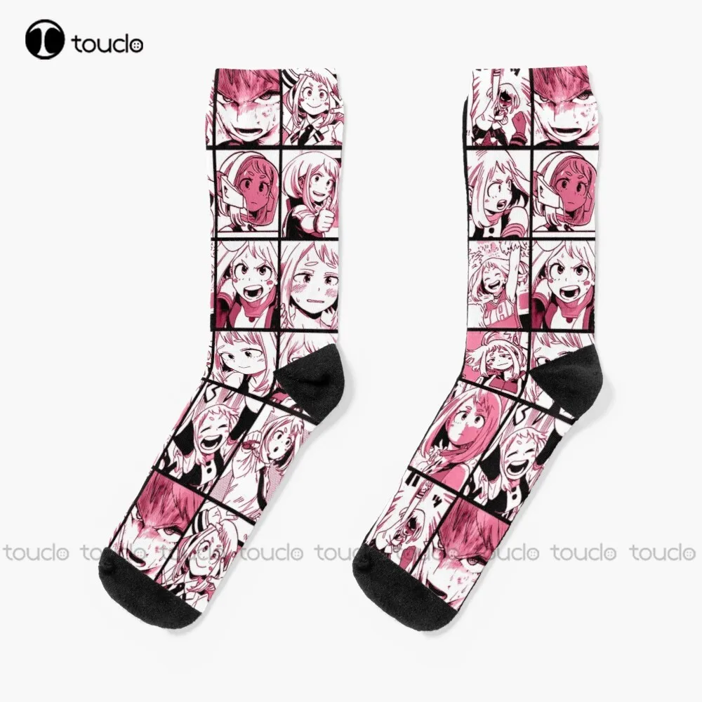 

Uraraka Ochako Collage Color Version Boku No Hero Academia Socks Green Baseball Socks Christmas Fashion New Year Gift Custom