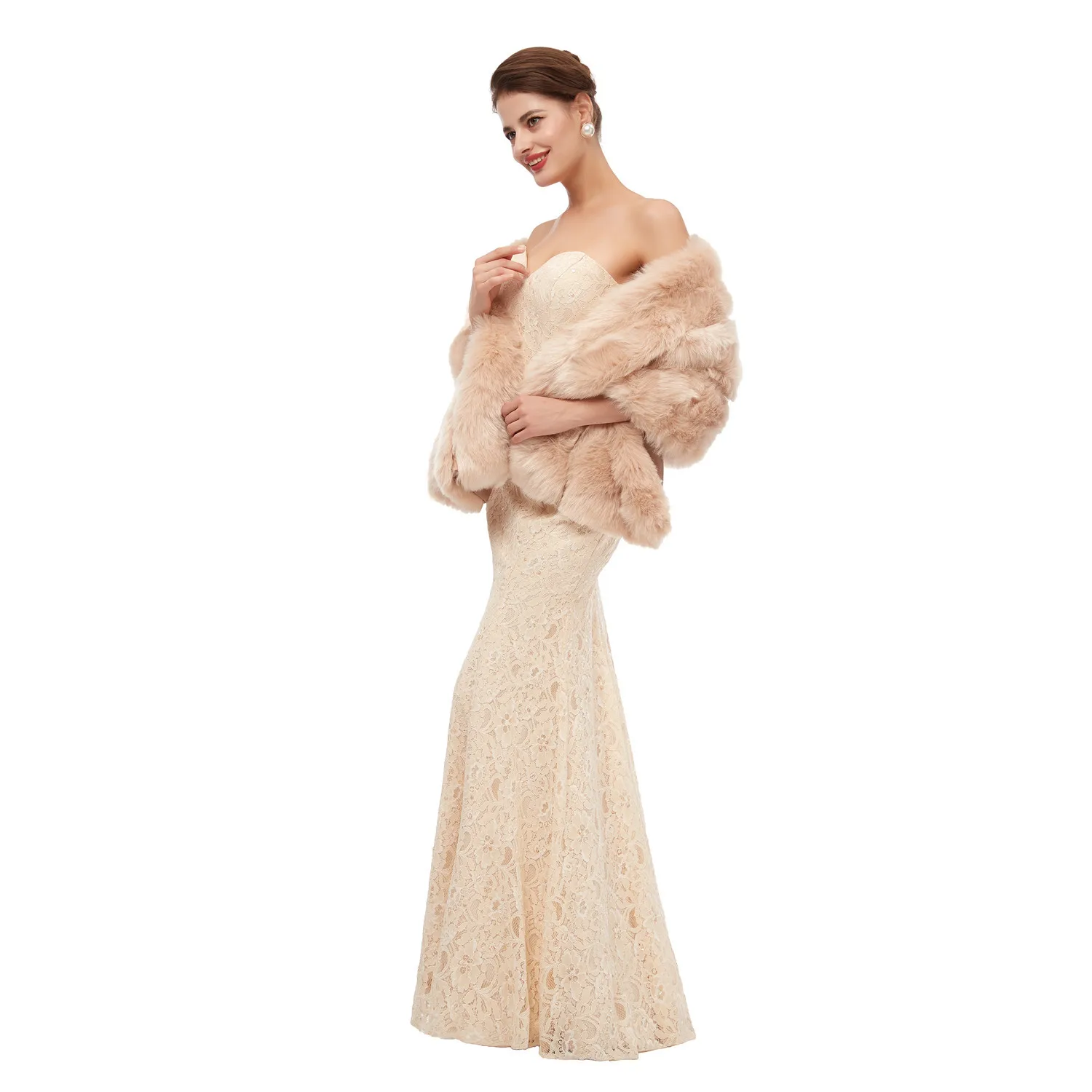 JaneVini 2020 Элегантные зимние женские болеро свадебная накидка на плечо для невесты