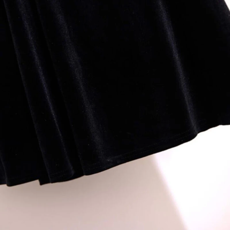 

Autumn Winter Vintage Women Gold Velvet Dresses Lady Long Sleeve Slim Black Long Dress Vestidos Single-breasted A-line Dress