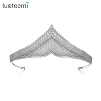 luoteemi white gold silver princess wedding tiara for women aaa cubic zirconia hair accessories bridal weddings crown new items