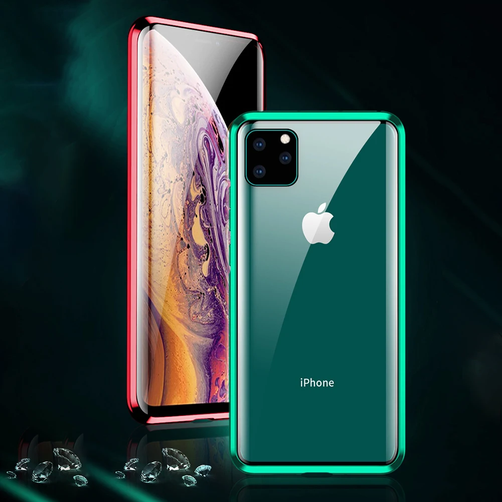 Магнитное закаленное стекло чехол для samsung S10 5G поддержка беспроводной зарядки Capa для iPhone 11 Pro Max двусторонний чехол