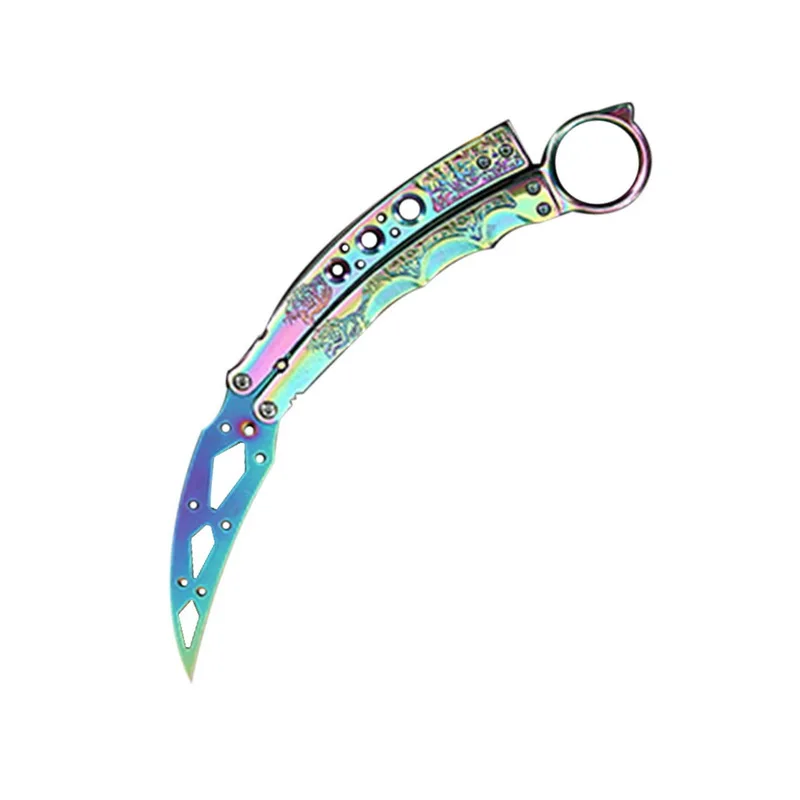 Красочный игровой нож Balisong тренировочный карманный CS GO Karambit тусклый без края с