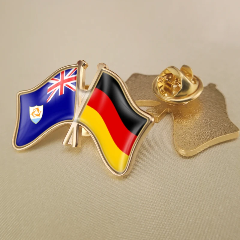 

Anguilla and Germany Crossed Double Friendship Flags Lapel Pins Brooch Badges