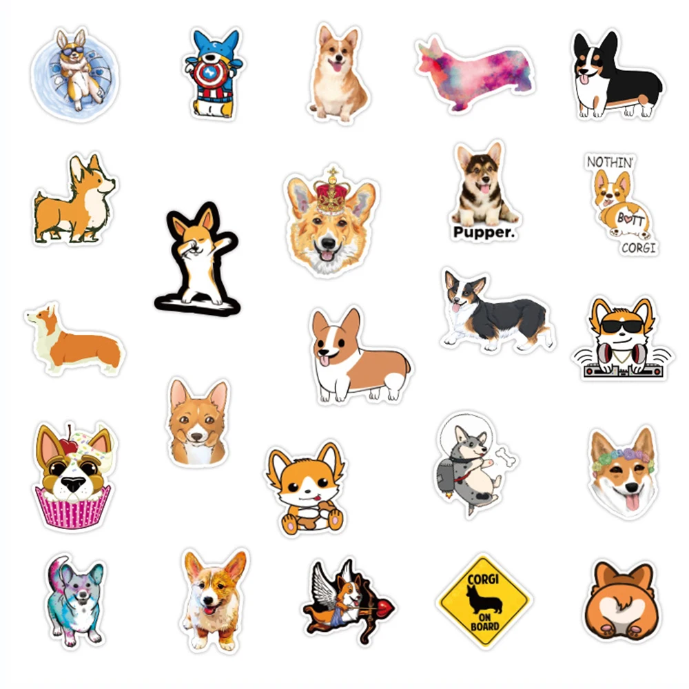103050100pcs cute animals husky corgis pet dog stickers diy skateboard waterproof guitar phone decal graffiti sticker kid toy free global shipping