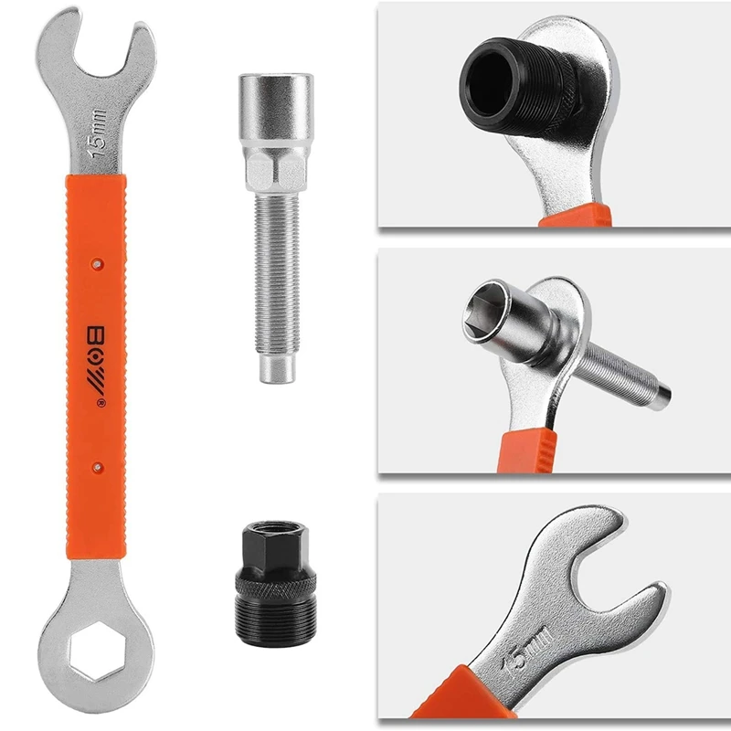 

BOY Bike Tools Kit,Crank Puller + Bottom Bracket Removal Tool + Flywheel Cassette Removal Tool,2 Pcs Auxiliary Wrench