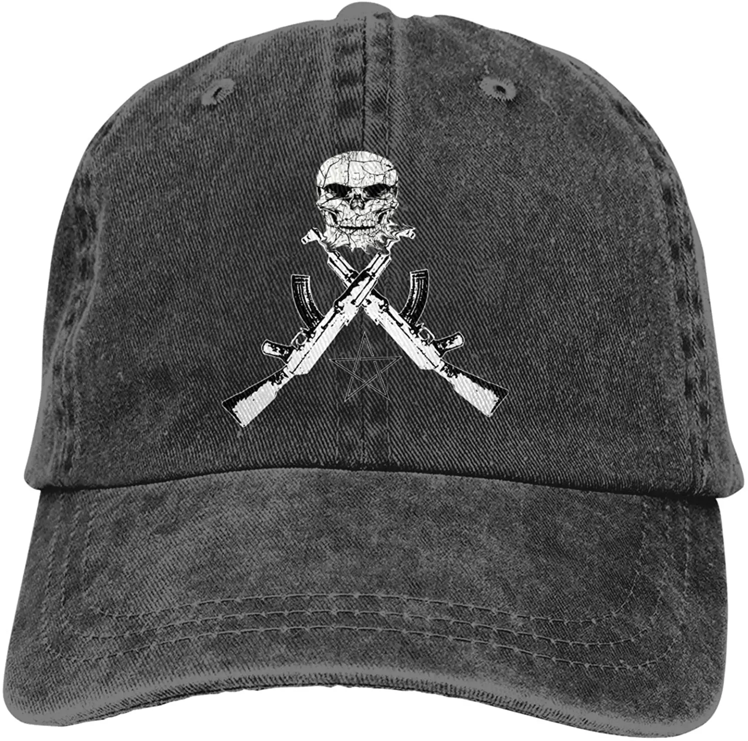 

Skull Ak47 Rifle Gun Sports Denim Cap Adjustable Unisex Plain Baseball Cowboy Snapback Hat