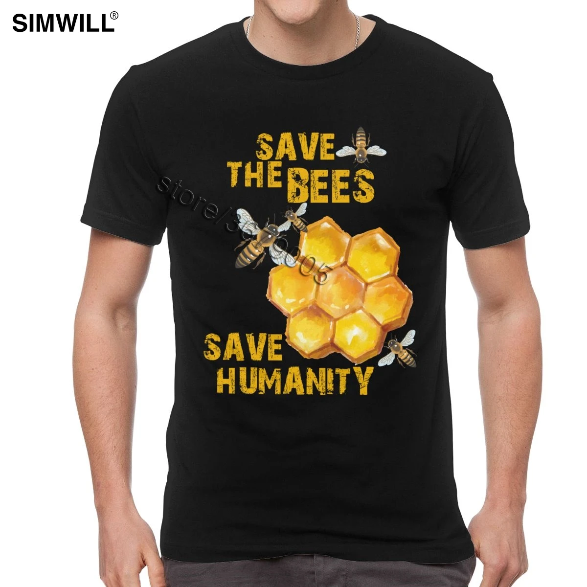 

Retro Save The Bees Tees Save Humanity T Shirts Men Print Short Sleeves Cotton Beekeeper T-shirt O Neck beekeeping Tshirt