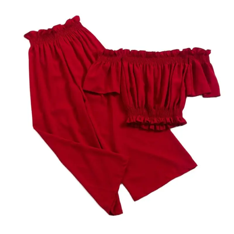 Женский летний костюм из двух предметов топ и брюки |