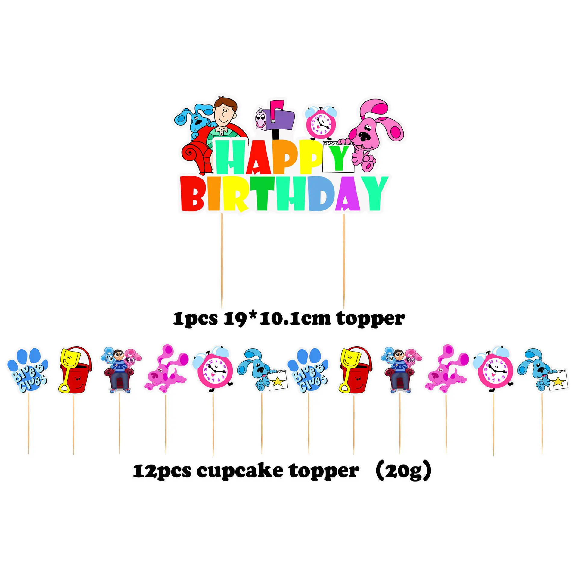 1set Blues Clues Balloons Cute Blue's Dog Footprints with Cake Topper Banner Happy Birthday Baby Shower Party Bluey Decorations | Дом и