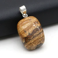natural semi precious stone picture stone irregular shape pendant boutique making diy fashion charm necklace bracelet gift