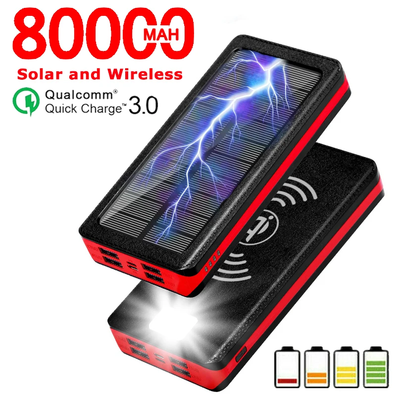 Внешний аккумулятор на солнечной батарее 80000 мАч 4 USB порта|Внешние аккумуляторы| |