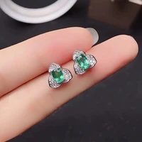 100 natural emerald stud earrings for office woman 4mm6mm emerald silver earrings 925 sterling silver emerald earrings