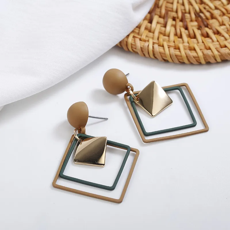 

Simple Temperament Trendy Alloy Pendant Ear Jewelry Creative Geoemtry Dangle Earrings for Women