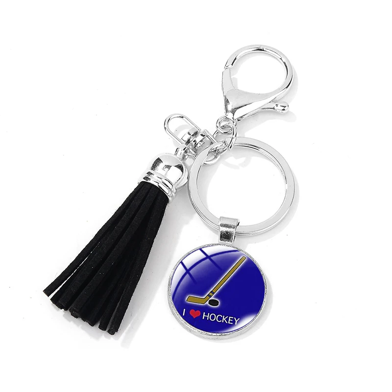 Новый модный брелок для хоккея на поле спортивный кожаная подвеска с кисточкой