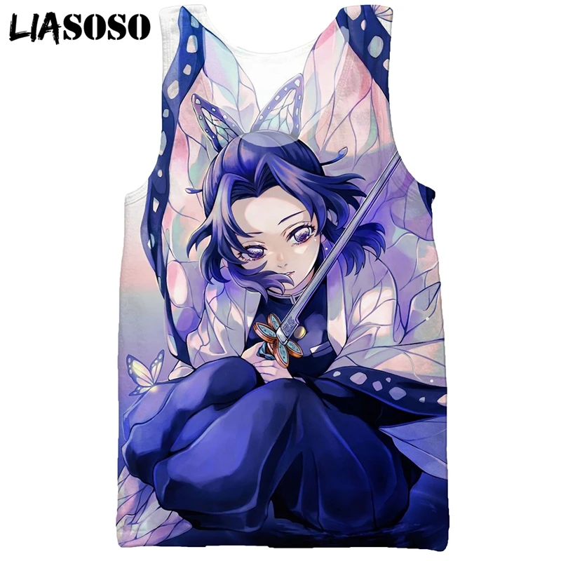 

LIASOSO Men's Anime Vest Demon Slayer Fashion Summer 3D Print Funny Tank Tops Sleeveless Harajuku Casual Street Couple Outfit