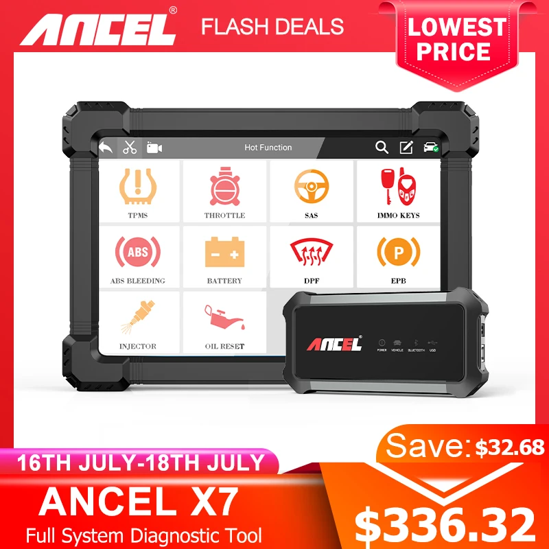 Автомобильный сканер Ancel X7 OBD2 Профессиональный OBD полная система ABS Oil EPB DPF Reset