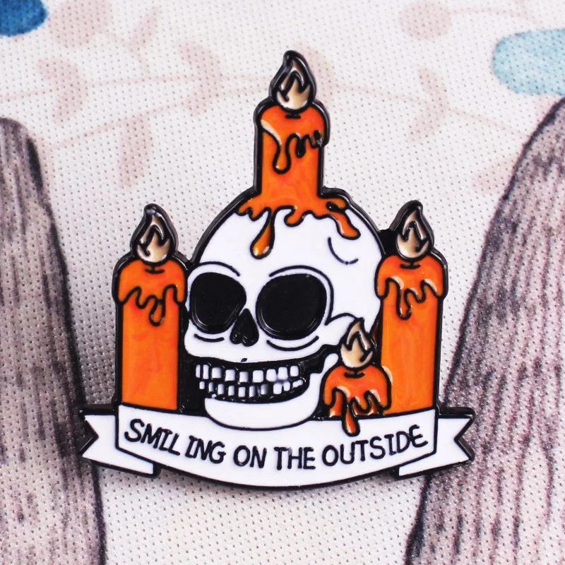 

Fashion Punk Skull Badges For Clothes Metel Pins Creative Candle Brooches Lapel Pin T- shirt Bag Badge Gift For Woman And Men