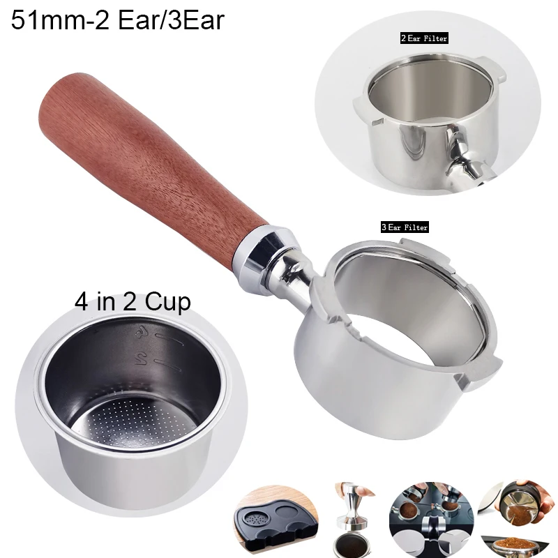 

Bottomless Portafilter Coffee Filters With 4in2 Cup Basket Filter Coffeeware Coffee Maker Pot Holder 51mm 53mm 58mm Tamper