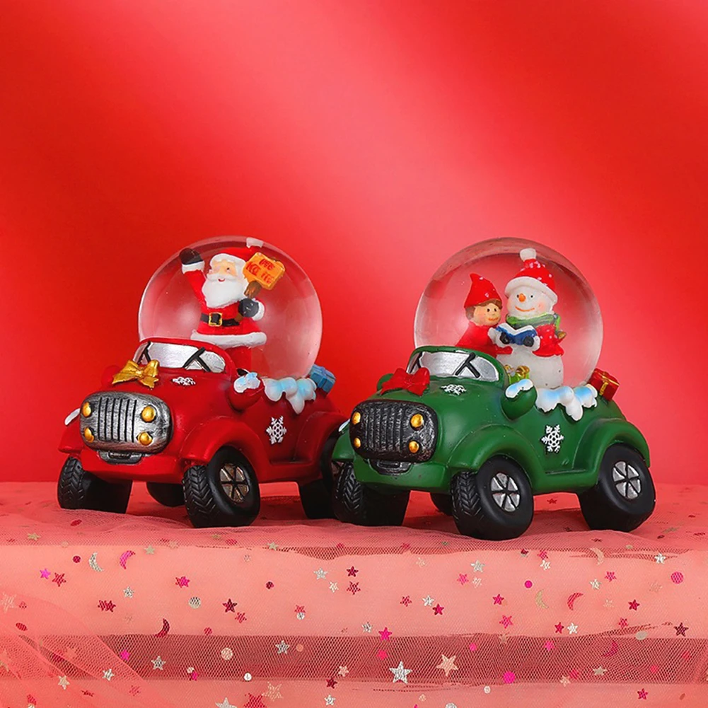 

Christmas Luminous Crystal Ball Color Flashing Resin Snowflakes Falling Car Based Crafts Table Decoration Children New Year Gift