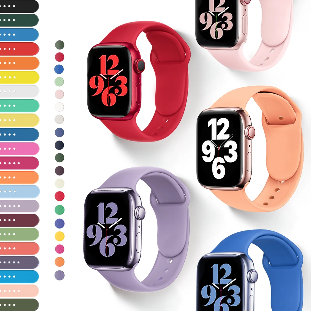 Спортивный ремешок для часов совместимый с Apple Watch Band 41 мм 45 44 40 42 38 мягкие
