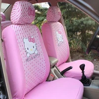 universal pink cat car seat cover set cartoon pads car interior car accessories car styling for four seasons 10pcs