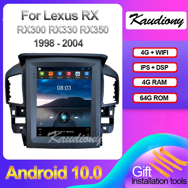Автомагнитола Kaudiony Автомобильная Мультимедийная система на Android 10 4 для Lexus RX RX300