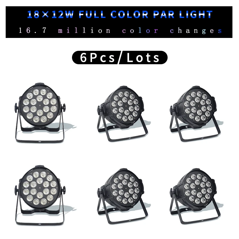 

6pcs/lots 18*12w Light Aluminum LED Par 18x12W RGBW 4in1 LED Par Can Par 64 led spotlight dj projector wash lighting stage light