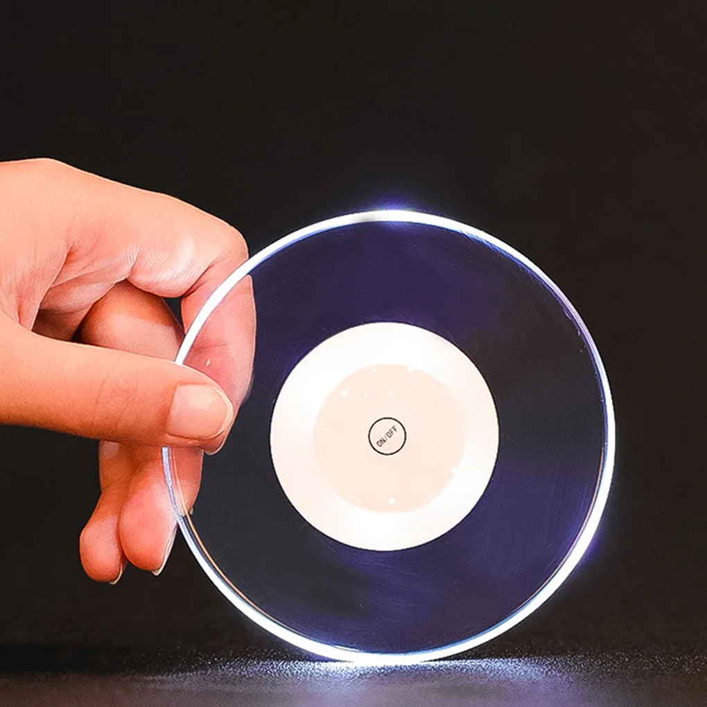 Круглый акриловый светодиодный светильник подстаканник для коктейлей коврик