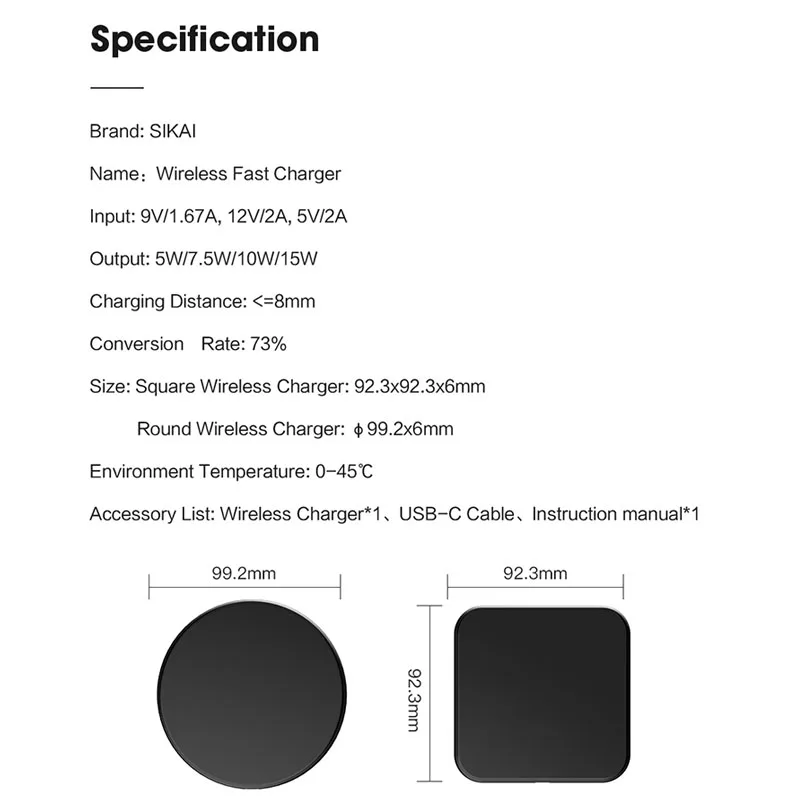 

15W QI Quick Charging pad Wireless Fast Charger tempered glass QC 3.0 For iphone samsung xiaomi Huawei