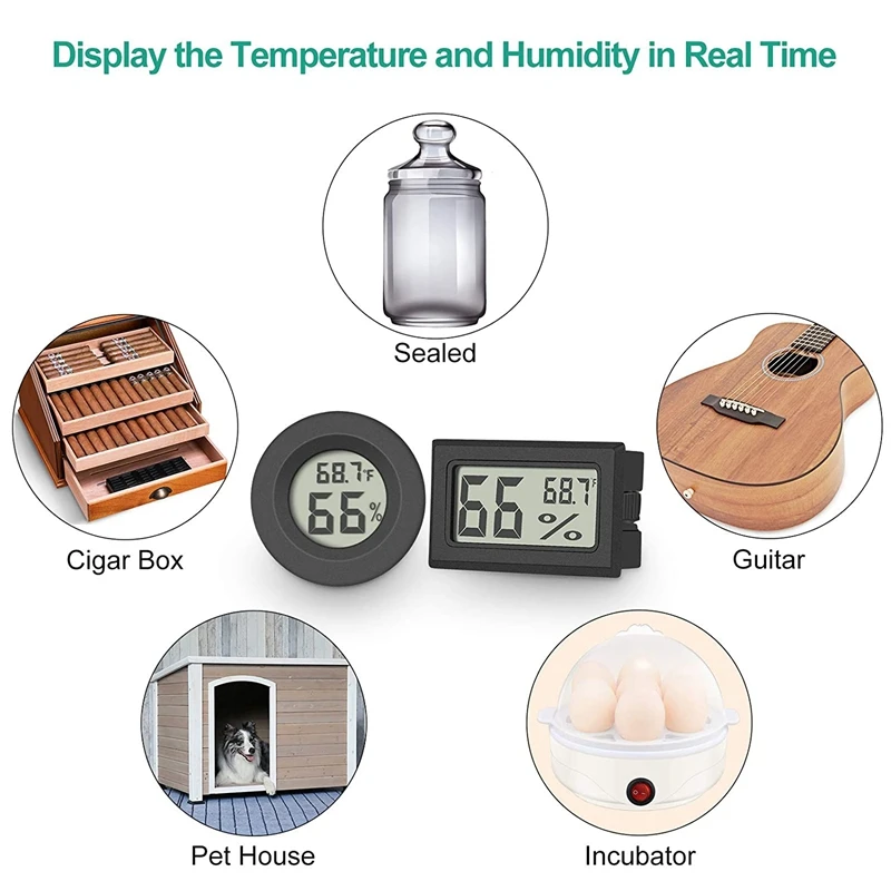 

10Pcs Mini Digital Thermometer Hygrometer, Indoor Circular Thermometer Hygrometer , for Greenhouses, Humidifiers, Office