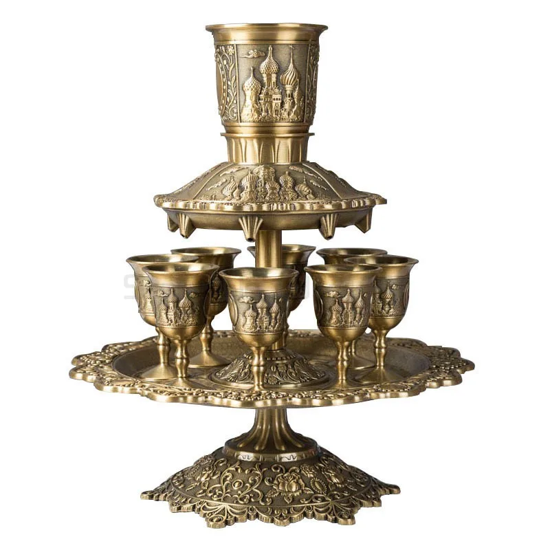 

Russian liquor wine dispenser bronze color wine set alloy metal whiskey set for Home decoration wine decanter JJ062