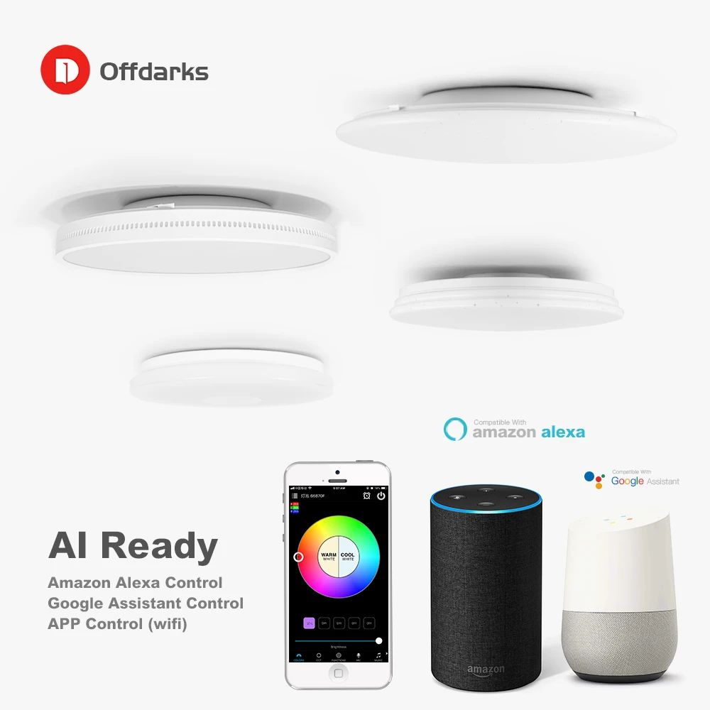 $35.50 OFFDARKS Modern LED Smart Ceiling Light WiFi / APP Intelligent Control Ceiling lamp RGB Dimming 36W / 48W / 60W / 72W